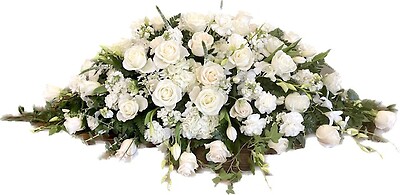 Casket Spray in White and Green
